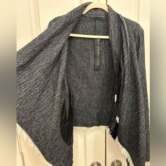 Forme d’Expression Fringe Cashmere/Wool Cardigan in Grey/Black, Size 42 (US 6) - Picture 6 of 13